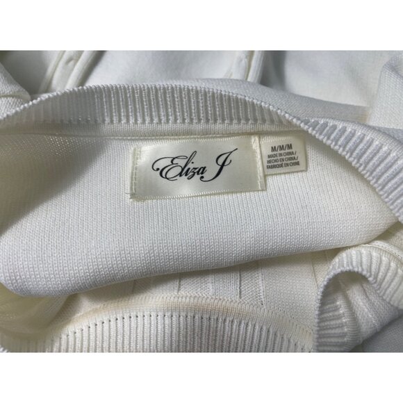Eliza J Women’s White Ivory Knit Bell Sleeves Dress Sz M - NWT - Picture 7 of 8